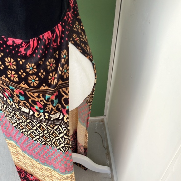 Vintage 60s 70s High Slit Geometric Print Dress - Picture 5 of 11